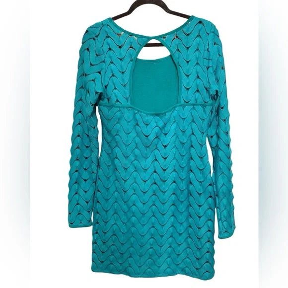 Free People Wild Thing Crochet Lace Long Sleeve Mini Dress, medium - Picture 2 of 5